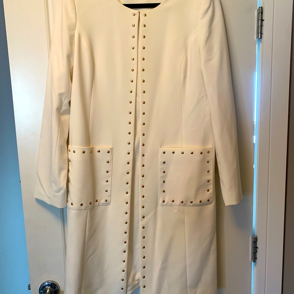 Calvin Klein Cream Studded Long Blazer